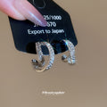 Double Row Crystal C Shaped Stud Earrings Jewelry Accessory view 4