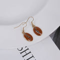 Brown Coffee Bean Novelty Silver Tone Long Hook Earrings view 1