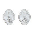 Silver Cloud Window Leaf Stud Earrings Pearl Inlay view 5