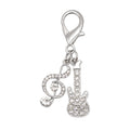 Rhinestone Guitar Treble Clef Lobster Clasp Charm Two Tones view 6