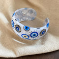 Acrylic Open Cuff Bangles Blue Green White Eye Print view 9