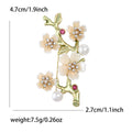 Enamel Plum Blossom Branch Brooch With Polished Metal And Sculpted Decorative Details view 5