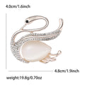 Cat Eye Effect Swan Brooch in Rose Gold or Silver Tone view 6