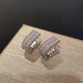 White Gold Tone Double Row Baguette U Shape Hoop Earrings view 5