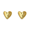Matte Gold Concave Heart Stud Earrings Soft Satin Finish view 5
