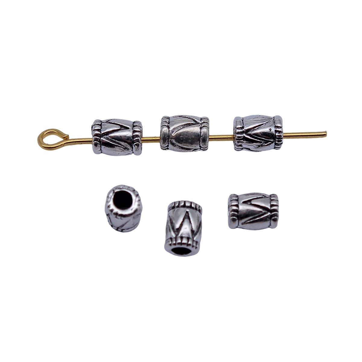 5.9x4.5x4.5mm 0.34g Antique Silver Zinc Alloy Triangle Pattern Small Hole Spacer Beads for DIY Jewelry Making