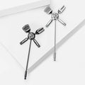Long Pin Bow Brooch In Black And Silver Tone Decorative Lapel Pin view 3