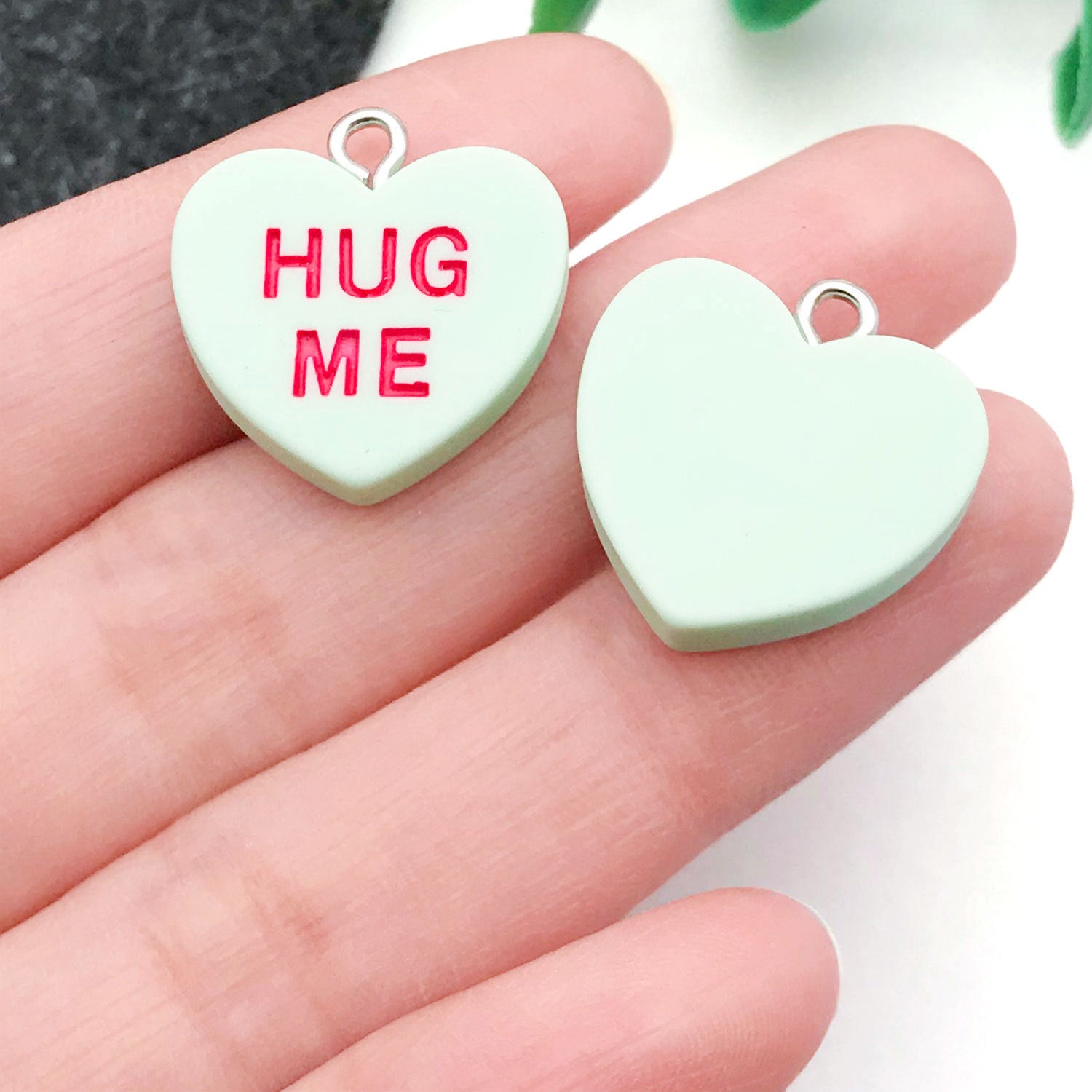 Resin Heart English Letter Tag Charm Pendant for DIY Necklace Earrings Keychain Jewelry