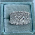Silver Tone Wide Multi Row Full Pave Band Ring Clear Stones view 2