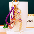 Jeweled Phoenix Pearl Drop Keychains with Braided Loops and Loop Only Options view 9