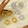 Double-Sided Circle Zircon Huggie Earrings Clear Multicolor view 2