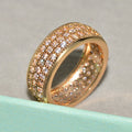 Two Tone Wide Band Rings with Rows of Clear Stones view 4