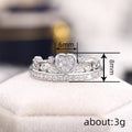 Silver Tone Heart Crown Clear CZ Filigree Band Ring view 4