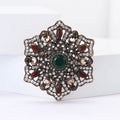 Ornate Floral Medallion Brooch with Deep Green Center view 2