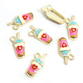 Enamel-Look Silver Gold Heart Alloy Charms in 14 Styles view 6