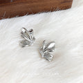 Polished Metal Butterfly Stud Earrings Silver Gold Tones view 1