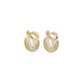Crystal Flower Hoop Ear Clips in Gold and Silver Tones view 5
