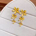 Enamel Flower Vine Drop Stud Earrings in Five Colors view 7