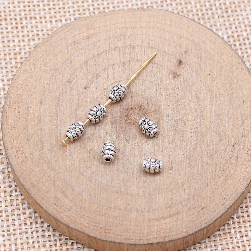 5x4mm 0.2g Zinc Alloy Oval Flower Small Hole Spacer Beads for Bracelet Necklace Making