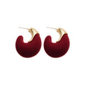 Gold Tone Flocked Crescent Stud Earrings in Black and Brown view 5