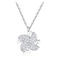Spiral Pinwheel Crystal Pendant Necklace in Polished Metal view 4