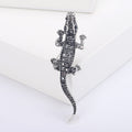 Crystal Alligator Brooch In Silver Or Green Enamel view 2