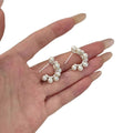 Faux Pearl Crescent Hoop Earrings In Silver Tone Metal view 5