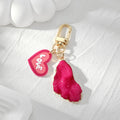 Magenta Druzy Style Resin LOVE Heart Clip Keychains view 7