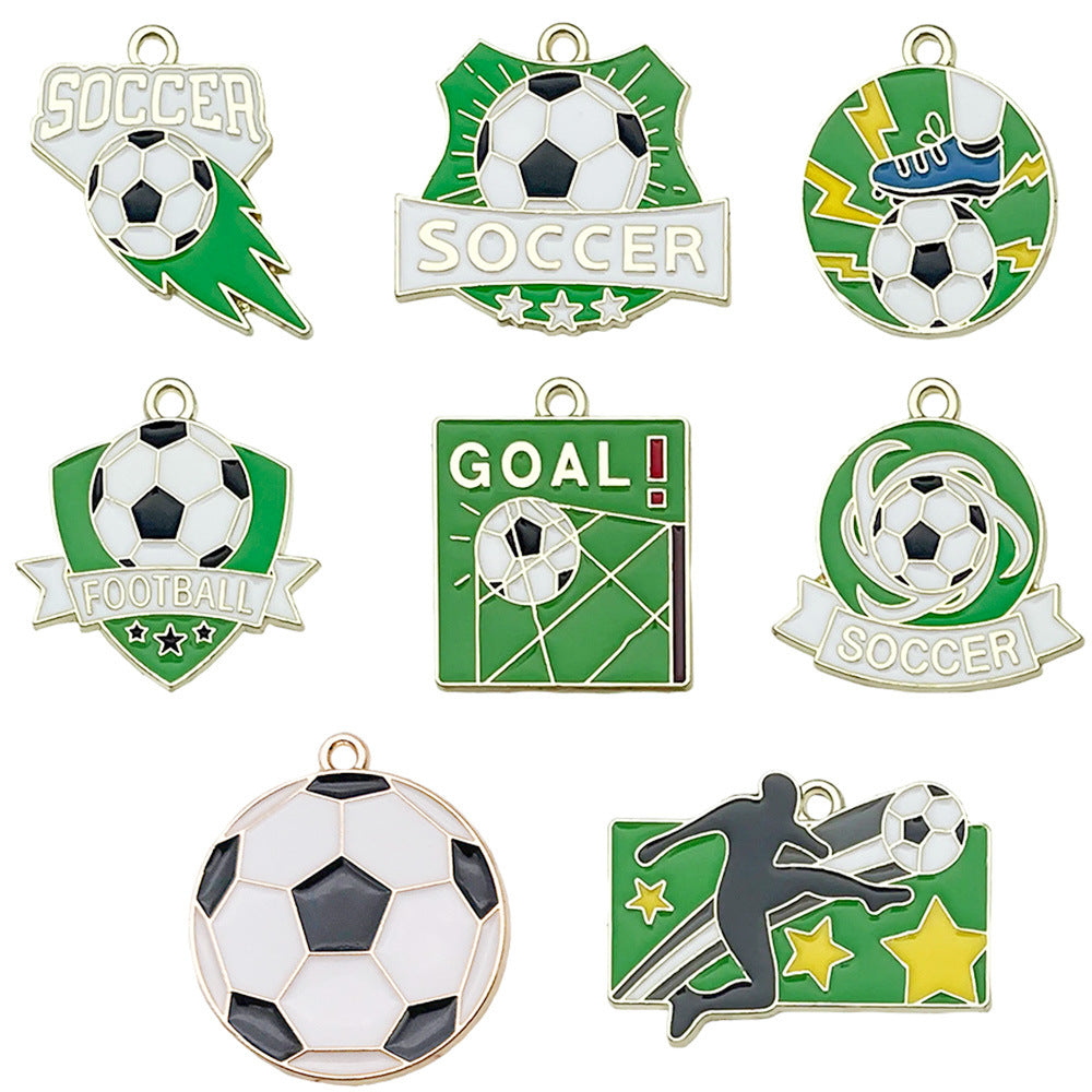 Zinc Alloy Enamel Football Charm Pendant for DIY Sports Bracelet Keychain Accessories