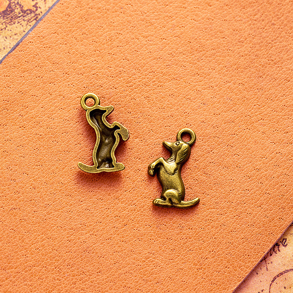 20x12mm Vintage Alloy Dog Charm Pendant for Necklace or Bracelet