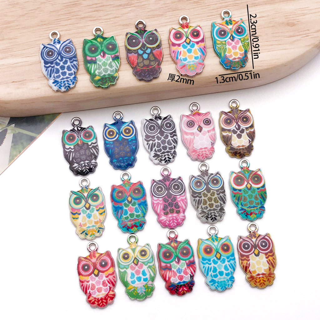 Zinc Alloy Cartoon Owl Enamel Cat Charm Pendant for DIY Bracelet Necklace Keychain
