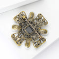 Black Crystal Cross Brooch In 2 Color Variants For Jackets and Scarves view 4