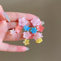 Colorful Resin Flower Long Dangle Stud Earrings With Polished Metal Details view 4