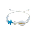 Adjustable Cowrie Shell, Blue Starfish And Beaded Cord Bracelet view 5