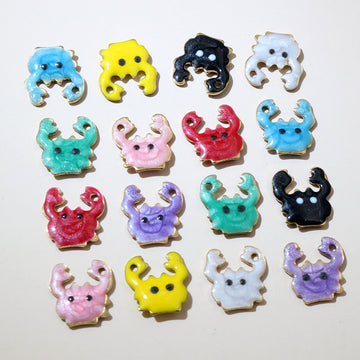 Tiny Colorful Enamel Crab Metal Charms in Nine Options
