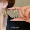 Classic Rounded Hoop Earrings in Three Sizes and Two Tones view 3