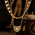 Gold Dual Heart Link Choker And Filigree Heart Necklace view 2