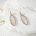 Oval Gold Frame Dried Flower Resin Drop Earrings Four Colors view 2