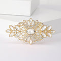 Oval Filigree Rhinestone Brooch Clear Stones Gold or Silver view 4