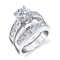 Silver Tone Round Solitaire Channel Bridal Ring Set 6-10 view 5