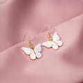 Aqua and White Shell Look Butterfly Long Hook Earrings view 7
