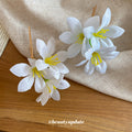 White Fabric Lily U Pin Hair Accessory Gold Tone Prongs view 2