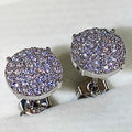 White Gold Round Pavé Cluster Cubic Zirconia Stud Earrings view 1