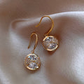 Gold Round Dual Half-Stone Hook Earrings Metal Alloy view 4