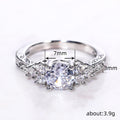 Round Clear Solitaire Floral Side-Cluster Ring Silver Tone view 4