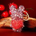 Rose Texture Teddy Bear Keychains with Hearts, Pearls and Crystals view 2
