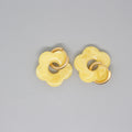Gold Tone Resin Flower Hoop Earrings in Fifteen Translucent Colors view 2