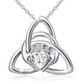 Silver Celtic Trinity Knot Heart Claddagh Pendant Necklace view 1