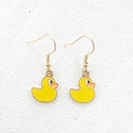 Yellow Duck Drop Earrings with Gold Tone Fishhook Ear Wires view 3