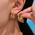 Sculpted Drop and Layered Fan Earrings in Five Finishes view 1